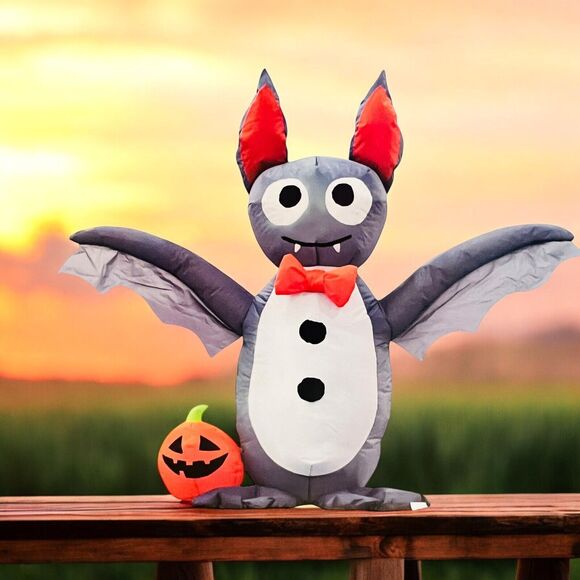 Vampire Bat With Jack-O-Lantern 3.5ft Inflatable LED Halloween - Picture 1 of 4
